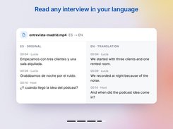 Side-by-side transcript translation with timestamps