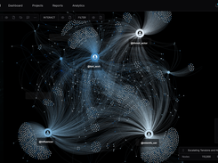 Network graphs on Blackbird.AI's Constellation Narrative Intelligence platform.