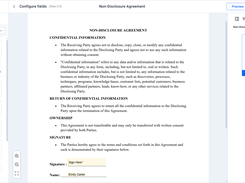 Document preparation with signature and form fields