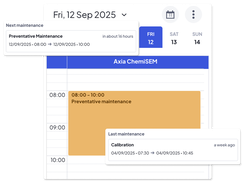 Equipment maintenance scheduling and history