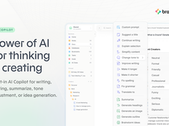 Built-in AI copilot summarizes, continues writing, fixes grammar, translates, and brainstorms — without leaving the editor.