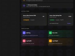 Litter dashboard with growth charts and puppy weight tracking