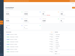 Brikone accounting dashboard displaying trust cash balance, operating cash, held deposits, owner payable, AR balance, and recent journal activity — full double-entry GL with real-time financial visibility across all properties.