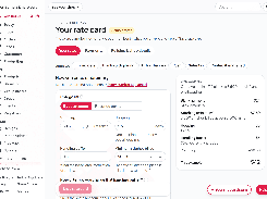 Rate card settings for embroidery pricing, hooping, and handling fees.