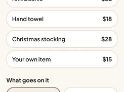 Mobile ordering form for selecting an item and embroidery wording.