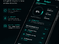 A phone mockup displays the BuildIQ Budget screen with budget progress, remaining, planned, and spent amounts, expenses, and a monthly chart.