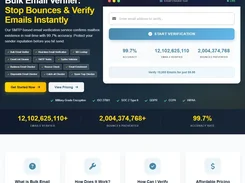 Homepage with the free single-address email checker, showing accuracy rate, lifetime verifications, and bounces prevented.