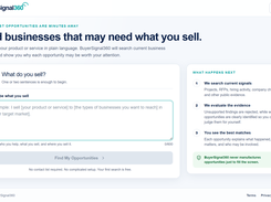 Enter what you sell and BuyerSignal360 does the rest. 