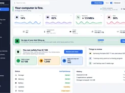 ByteSweep Windows dashboard with cleanup suggestions and system status.