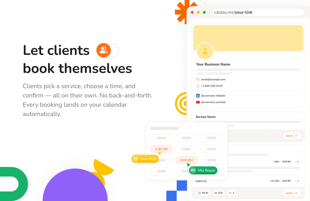 A personalized booking page built for your business