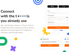 Connect your favorite tools, including Stripe, Google Meet, Google Calendar, and Zoom