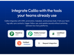 Calilio integrates with popular CRM, automation, and helpdesk platforms to sync contacts, log calls, automate workflows, and streamline business communication without switching between multiple tools.