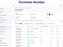 Calilio's Purchase Number feature lets businesses search, buy, and manage local, mobile, and toll-free virtual phone numbers from 100+ countries with flexible filtering, SMS, voice, and MMS support.