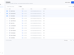 Contacts synced from your CRM: call any contact in one click, or select several and power-dial them.