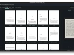 Cambric book formatting screen showing ebook template choices and a Kindle preview.