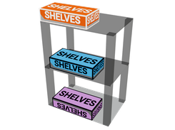Shelves and components inside containers