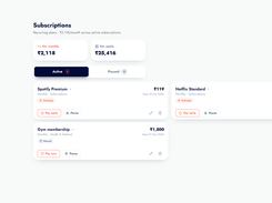 Subscription and autopay tracker with renewal reminders