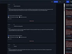 Castvana notes editor showing editable financial-statement notes for basis of preparation, material accounting policies, and revenue.