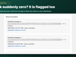 Stock changes past your threshold, like a variant dropping to zero, are flagged as soon as Shopify sends the update.