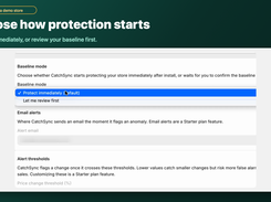 Choose automatic protection from install, or review your price and stock baseline first.
