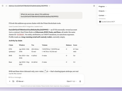Start an AI-assisted blockchain investigation with a wallet address, transaction hash, or cross-chain question