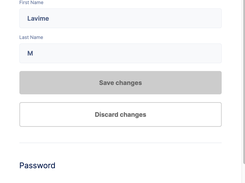 Account Settings dashboard — update your name, change your password, and manage phone contact preferences from a single screen.