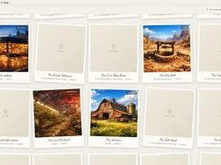 ChapterMuse Locations page displaying a grid of location cards, some with scenic images and others as placeholders.