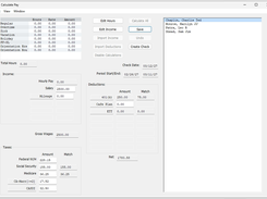 Calculate Pay: Calculate employee wages, overtime, deductions, and payroll taxes while reviewing gross pay and net pay before creating checks.