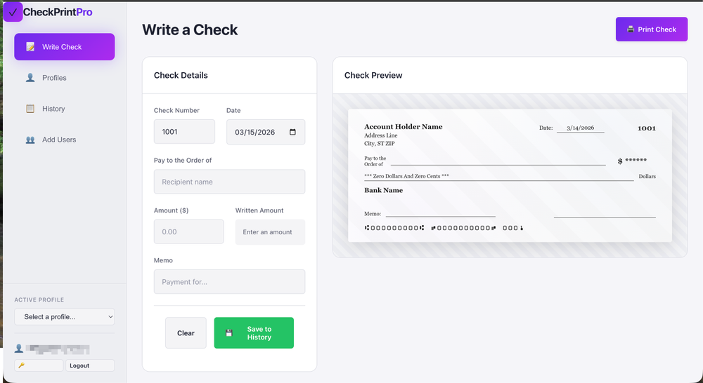 CheckPrintPro Screenshot 1
