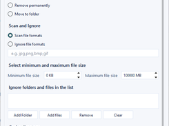 Customize settings for duplicate scanning, similar image comparison, and more