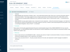 Ask the claim: plain-English answers that cite their sources and flag items needing review