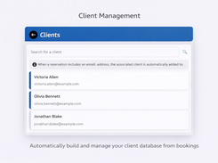 Client management interface in ClicknBook scheduling software