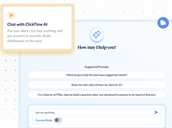 Chat with your data and ClickTime AI will build charts and dashboards