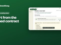 ClosedEasy new-deal property step with an option to upload a signed contract and a checklist of contract details.