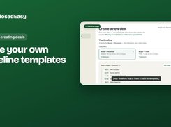 ClosedEasy new-deal wizard timeline step with selectable Buyer-financed and Buyer-cash timeline templates.