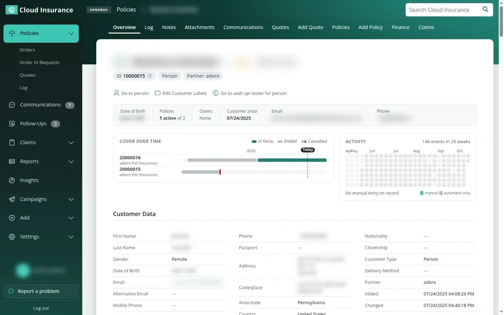 Cloud Insurance Screenshot 1