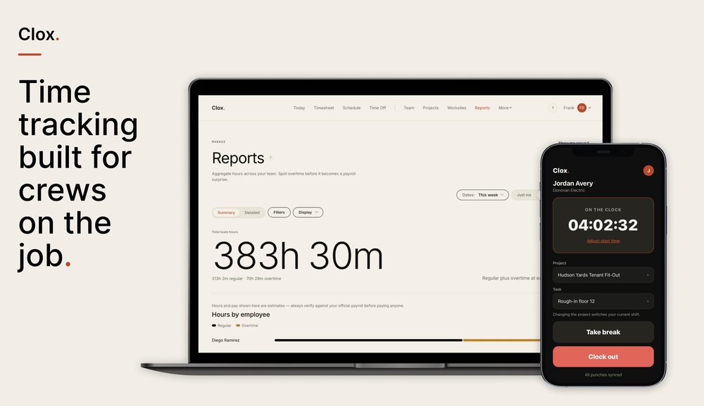 Clox employee time tracking for field crews.