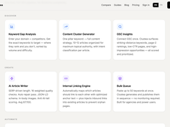 The full pipeline in one tool: SERP research, article generation, quality checks, internal linking, scheduling and publishing.