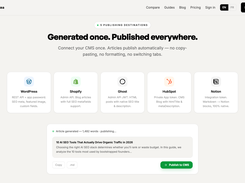 Publish the same article to WordPress, Shopify, Ghost, HubSpot or Notion in one click, across all your client sites.