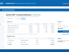 Illustration: quotes and RFQs keep every round on record, then convert to an order.