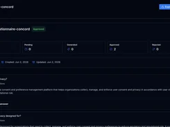 Dark-themed questionnaire detail page showing approved AI-generated answers and response-status totals.