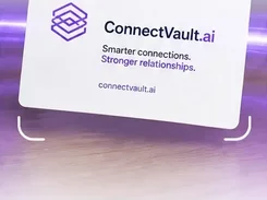 ConnectVault.ai card-scanning screen showing a detected ConnectVault business card.