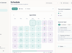 View your full custody schedule at a glance with color-coded days