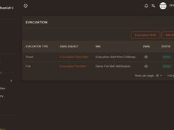 Evacuation alerts: fire/flood rosters with SMS and email notification templates