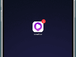 A dark iPhone-style screen showing a creafico notification reading “4 viral ideas from your competitors,” above the creafico app icon with a red badge showing 5.