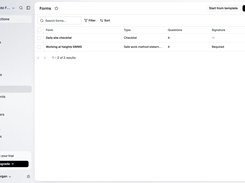 CREW25 forms list showing a daily site checklist and a working-at-heights safe work method statement.