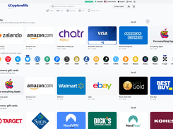 Cryptorefills homepage featuring popular gift cards and supported cryptocurrencies