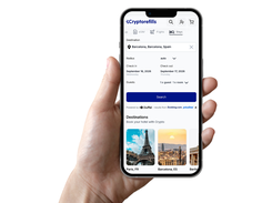 Cryptorefills mobile interface for hotel and travel bookings