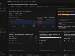 Dark-mode Culprit SQL Studio dashboard showing database time, findings, top queries, contention breakdown, and connection navigation.