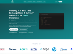 The CurrencyFreaks homepage, showcasing its real-time and historical currency exchange rate API built for developers and businesses